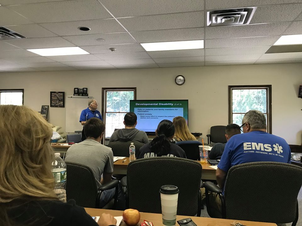 Mahwah EMS members in a classroom training session